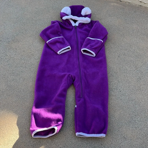 Colombia Purple Tiny Bear II Bunting Size  18-24 months Fleece Onsie Animal Hood - Picture 1 of 4